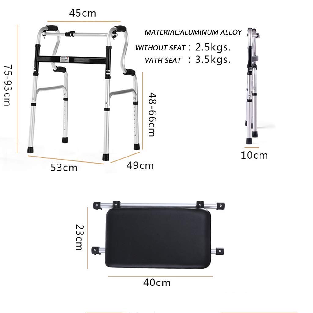 Chodzik, przenośny chodzik Rollator, wanna z miękkim siedziskiem/torbą do przechowywania i 5-calowymi kołami dla osób niepełnosprawnych, mieszkanie dla osób starszych/szpital Statyczne obciążenie