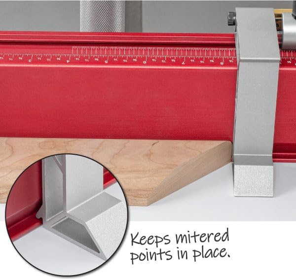 Mitered points held in place by the stop