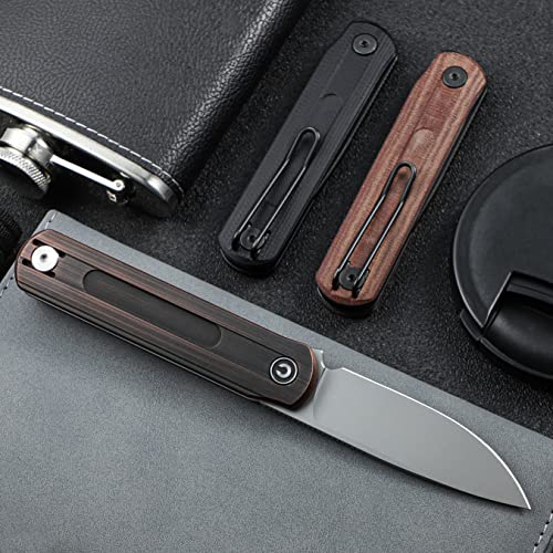 Civivi Foldis Pocket Folding Knife, 2.67-In Silver Bead Blasted Nitro-V Steel Blade, Copper Handle With Double Detent Slip Joint Pocket Knife Edc Knife C21044-1 #TOP1