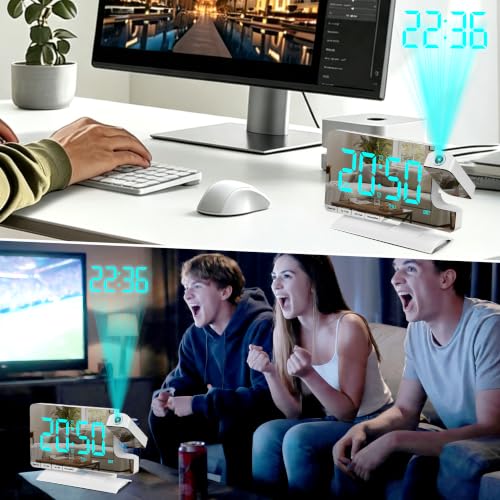 Projection Clock with 180° Rotatable Projector,Alarm Clocks - Image 5