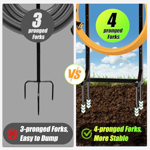 Image of Garden Hose Holder, Detachable Metal Water Hose Holder for Outside, Heavy Duty Freestanding Hose Hanger Stand Hold Up to 150FT