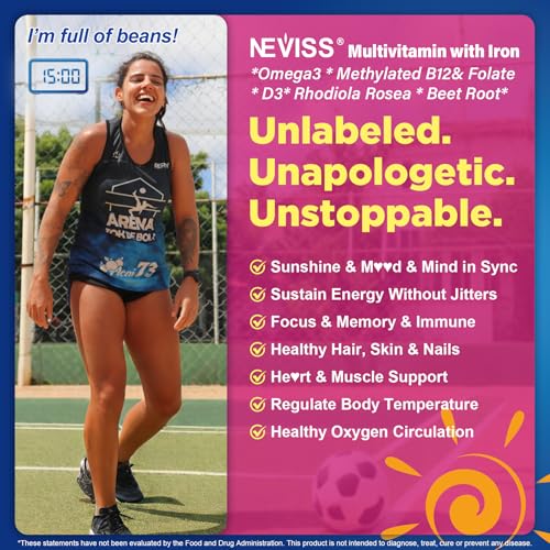 Image of NEVISS 52-in-1 Methylated Multivitamin for Women Gummies with Iron, Omega-3, B6 B9 B12 for Day | Magnesium Glycinate, Calcium, Collagen for Night Renewal /Sleep, Womens 18 30 40 50 60 70+ AM PM Daily