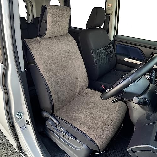GRANDE 汎用 シートカバー 【リネン生地 ブラウン】 前席1枚 軽自動車 コンパクトカー ミニバン ワゴン 運転席・助手席兼用 車 フロント かわいい おしゃれ フリーサイズ エプロン 車用品 カー用品 内装パーツ カーシート ペット リネン