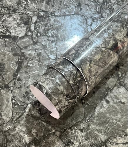 Image of WALLMATE Marble Wallpaper Self Adheisve Marble Wallpaper Waterproof Countertop Furniture Kitchen Marble Sticker Grey Italian, 24x84 Inch