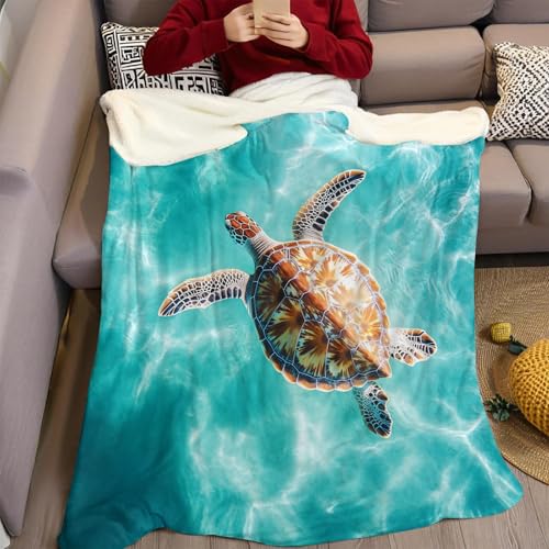 GrüN Kuscheldecke Flauschige Decke MeerBrowne Schildkröte Wohndecke Flannel Weiche Warme Sofadecke, Gemütlicher Überwurf, Decke Couch Blanket, Sofa überwurfdecke 70 x 100 cm