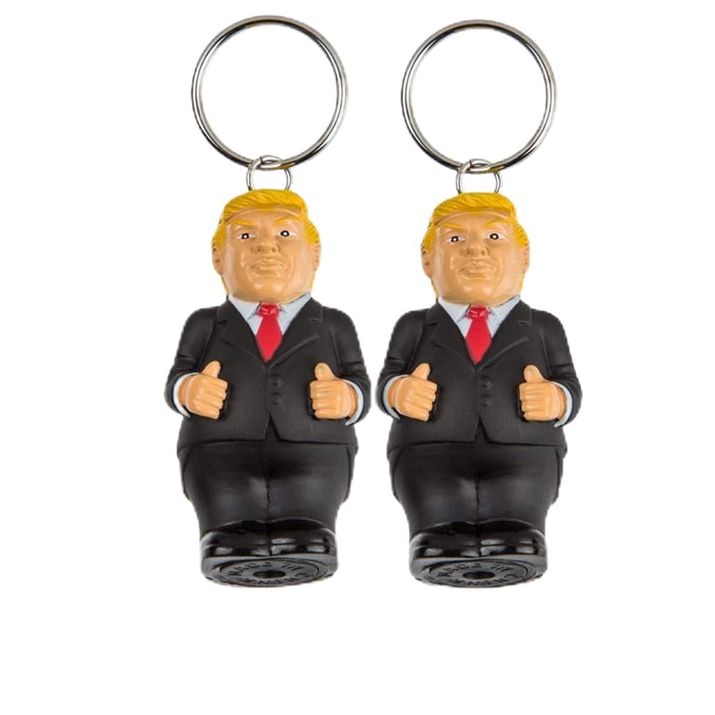 2Pcs Donald Trump Keychain Funny Squeezable Key Chain Key Holder Stress Relief Key Rings for 2020 President Donald Trump Novelty Collection Gift Backpack Bag Keychain