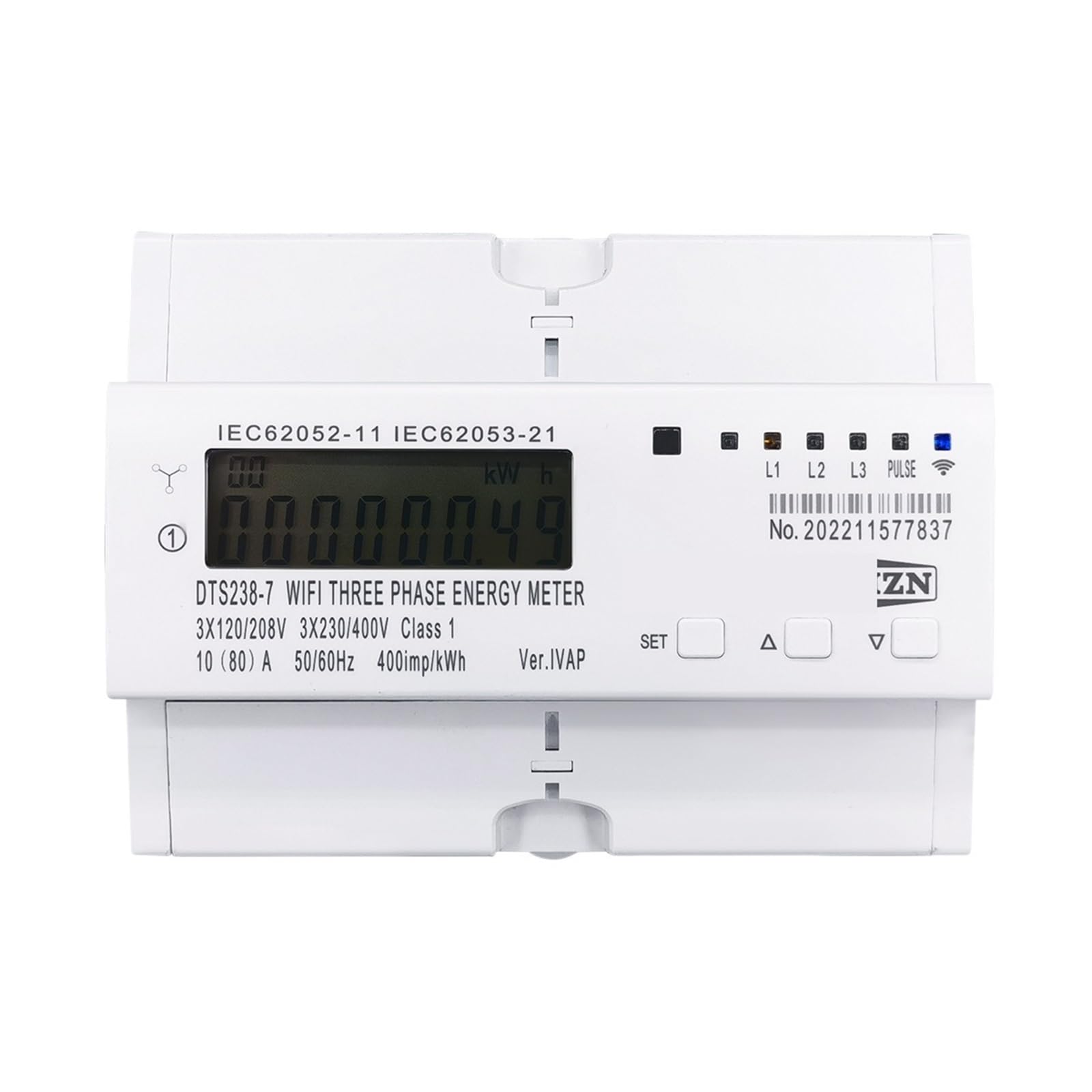 Medidor de energía bidireccional trifásico de 80 A, temporizador, interruptor de monitor de consumo de energía, vatímetro, 3 x 120 V, 3 x 220 V
