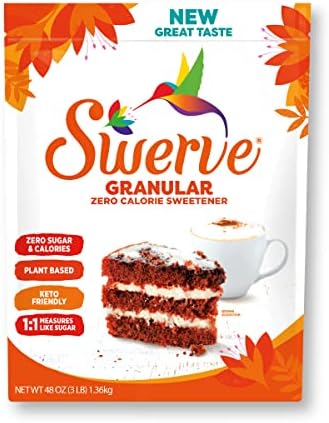 Swerve Ultimate Sugar Replacement Sweetener, Granular Sugar Substitute, Zero Calorie, Keto Friendly, Zero Sugar, Non-Glycemic, Gluten Free, 3 lbs Bag(Packaging May Vary)