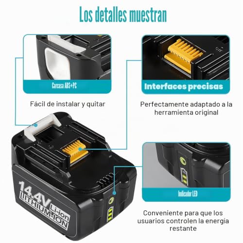 Miniatura 3 de Energup 14.4v 5.0ah Batería De Repuesto Para Makita Batería 14.4v Bl1430 Bl1415 Bl1440 Bl1450 Bl1415n Con Indicador Led