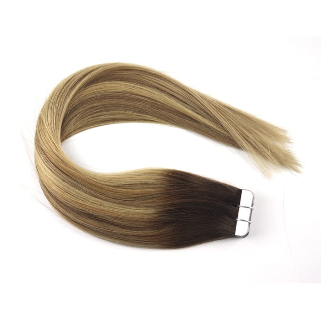 Extension de cheveux à double face ruban perruque extension couleur t bicolore 24 pouces