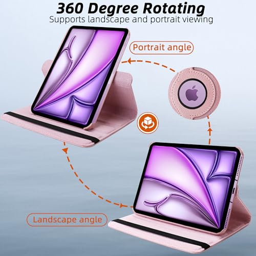 Image of TGK 360 Degree Rotating Flip Cover Case for iPad Air 11 Inch M4 /M3 /M2 2026 /2025 /2024 & Air 5th Gen 2022 /iPad Air 4th Gen 2020 10.9 Inch (Rose Gold)