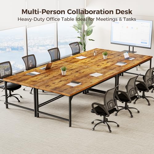 Image of Mericonia 40 Inch Computer Desk, 1 inch Thick Small Office Table, Brown | Modern Simple Style, Heavy Duty Industrial Frame, Small Study & Writing Table for Home Bedroom Work