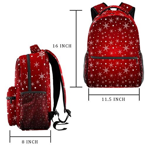 Sac à dos rouge flocons de neige étanche contre la pluie sac de cours outdoor
