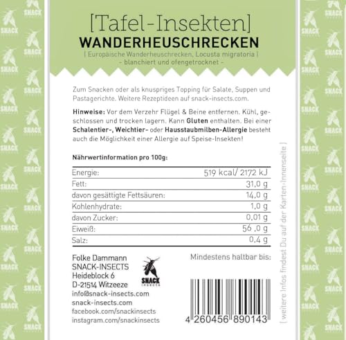 Heuschrecken - essbare Insekten von 'SNACK insects' - 15g feine Speise-Insekten zum Kochen und Essen