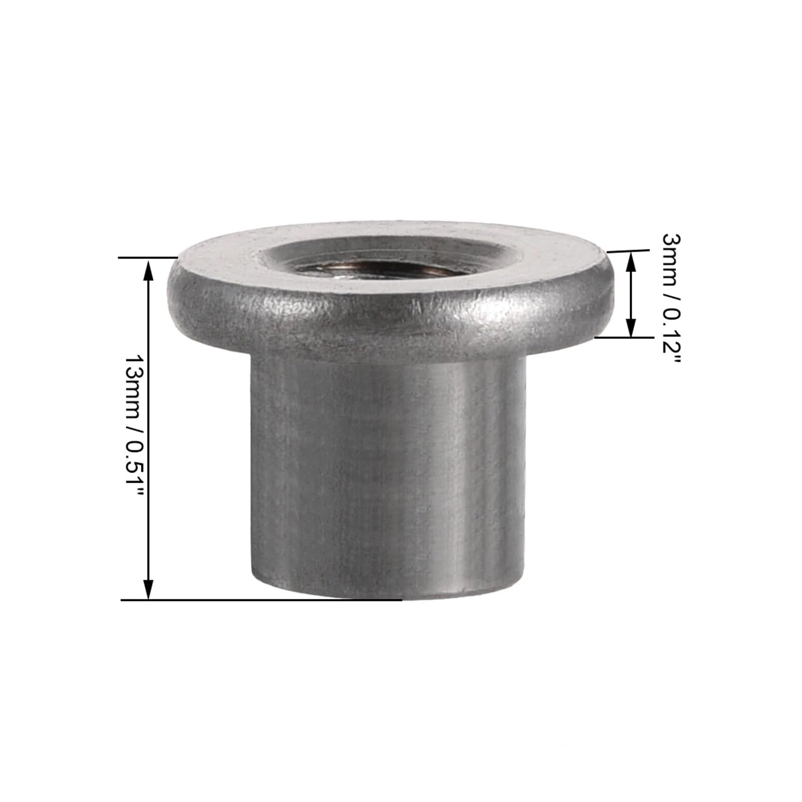 30 tuercas en T de acero al carbono M8 M10 for conexión de muebles, inserto de brida de base redonda(M8x17.9x3mm)