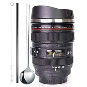 POXIWIN Camera Lens Coffee Mugs,Stainless Steel Camera Lens Cups,Unique Gift Idea for Photographers,Novelty Coffee Mugs…