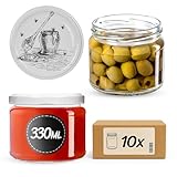 KADAX Tarros de cristal para mermelada, 330 ml, con tapa de rosca fi82 mm, para mermelada, miel y mermelada, tarros de cristal con tapa (10 unidades)