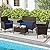 HAPPYGRILL 4 Pieces Outdoor Rattan Conversation Set, Patio Wicker Furniture Set with Loveseat Chairs & Tempered Glass Coffee Table, Outside Sectional Sofa Set for Backyard, Garden Poolside