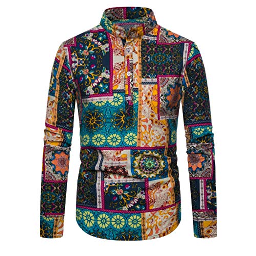Camisas Hombre Manga Larga Camisa Estampada de Moda ZARLLE Botón Estampadas Collar de pie Vacaciones Fiesta Blusa Camisa abiertaestilo étnico Camisa Casual para Hombre Suave Cómodo Tops