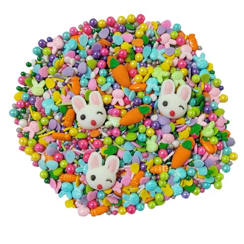 Image of Easter Sprinkles Rabbit Bunny Carrot Edible Sugar Pearls for Cake Decorating Easter Cupcake Cake Toppers Baking Cookie Pearl Cake Decorations Valentine's Day Halloween Supplies