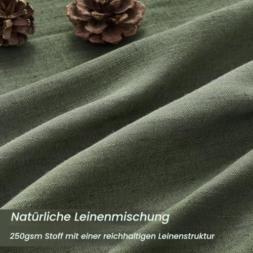 Topfinel Vorhänge Olivgrün Kurz Leinen 145x140cm Gardinen Küche Kinderzimmer Schlafzimmer Deko Vintage Vorhang mit Kräuselband… – Ansicht 2