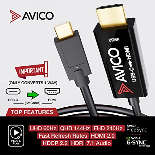 Adaptador USB C a HDMI 2.0 compatible con Thunderbolt para conectar monitores y PC 4K 3