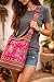 Pink Shoulder Bag Handmade Embroidered Elephant Boho Bohemian Hippie Tote Gypsy Beach Bag