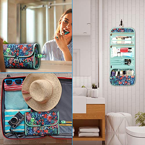 Portable Toiletry Cosmetic Travel Bag, Fintie Large Water Resistant Hanging Makeup Organizer Storage Pouch Case for Women Girls (Jungle Night)