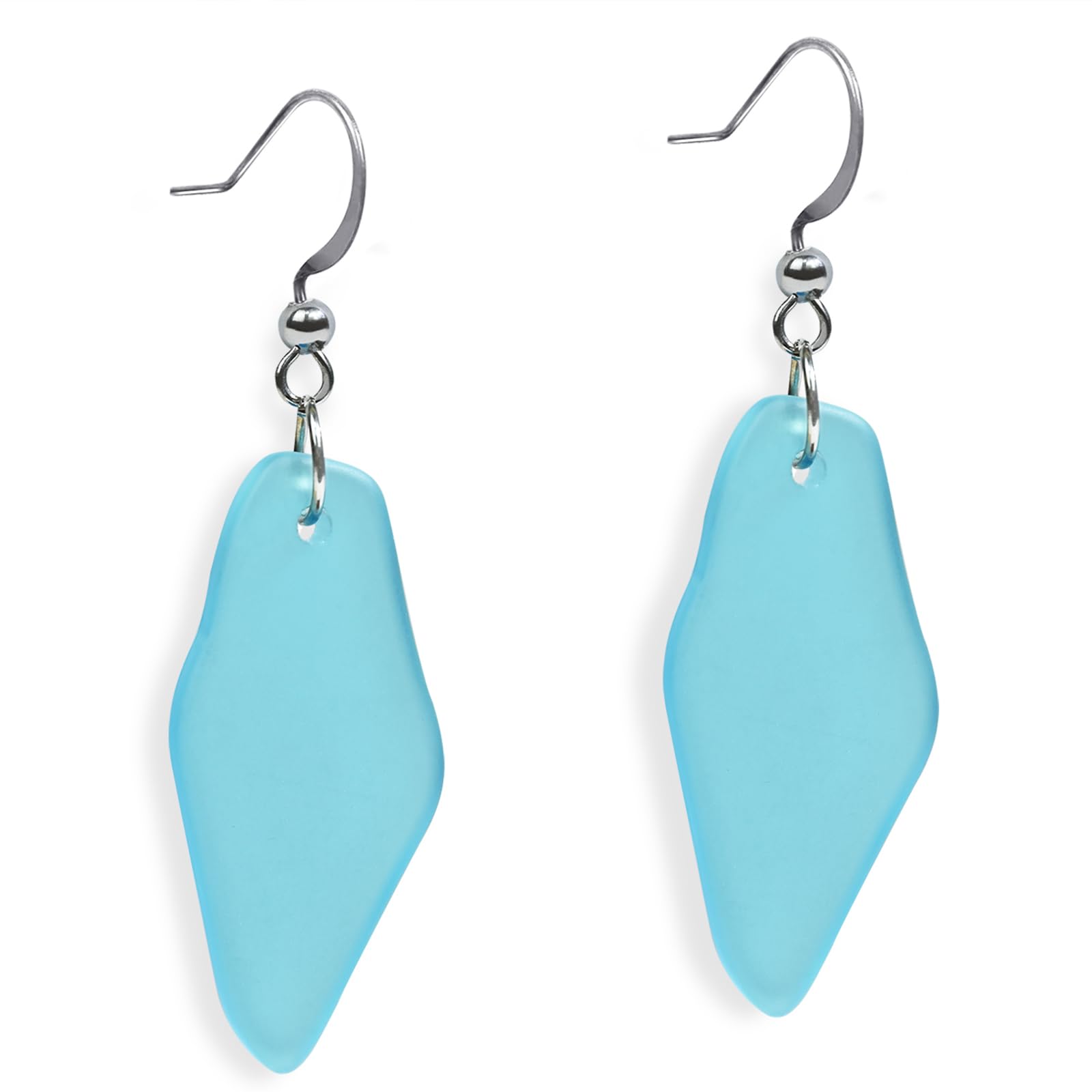 Weviway Sea Glass Drop Dangle Earrings, Light Blue, Handmade Beach Jewellery for Women and Girls