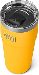 YETI ランブラー 積み重ね可能なパイント、真空断熱 ステンレススチール マグスライダー蓋付き、アルパインイエロー