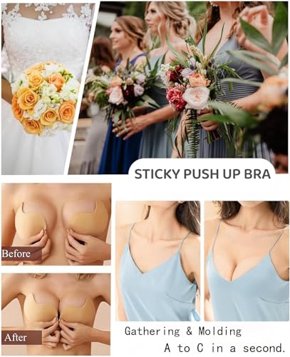Image of Super Sticky Invisible Push up Self Adhesive Bra Backless Breast Lift Bra Reusable