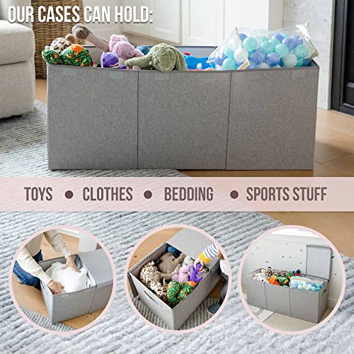 Kids Toy Chest For Boys & Girls - Stylish Versatile Stuffed Animal Holder & Kids Toy Organizer Makes Play Room Organization Easy - Made With Strong Pp Board - Solid Gray With Cationic Fabric #TOP2
