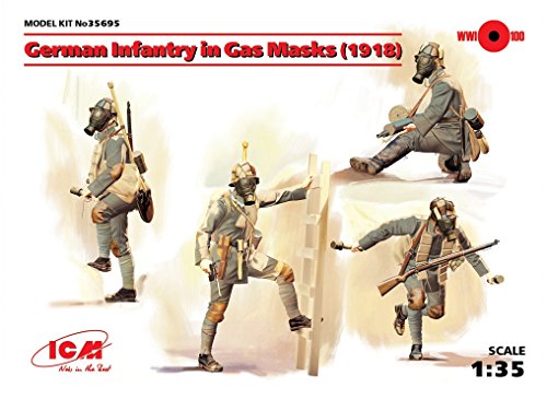 ICM ICM35695 1:35-German Infantry in Gas Masks (1918) 4 Figs