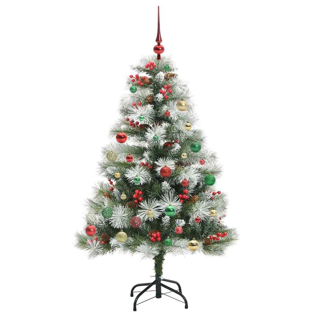 Sztuczna choinka zielono-biała ze światłami LED, 150 cm, PCW