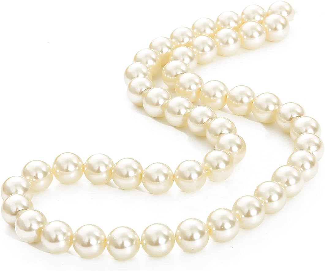 Glass Pearl Beads Round Beige 4mm Loose Gemstone Beads for DIY Jewelry Making 15.8''/Strand