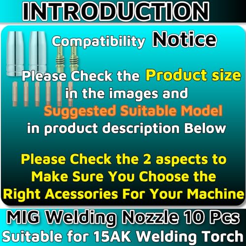 Kit de acessórios de pistola de solda MIG, 6 pontas de soldagem 0,1 cm + 2 bocais de gás + 2 peças d
