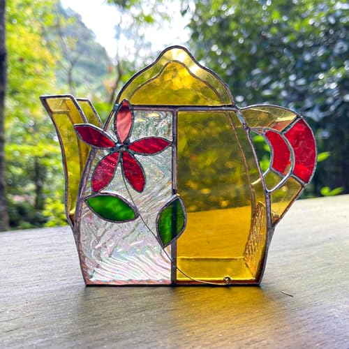 [ステンドグラスのある暮らし]フラワーポット(コーヒーフィルターケース)[ウェーブGグラス工房] GAW027 (イエロー)