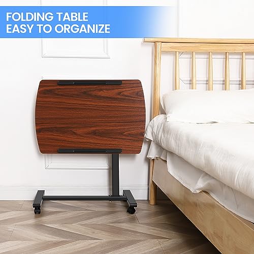 Hitacts Overbed Table Height Adjustable With Tilting Desktop Bed Side Table With Wheels Lockable Rolling Standing Laptop Desk Hospital Bed Table thumb #5