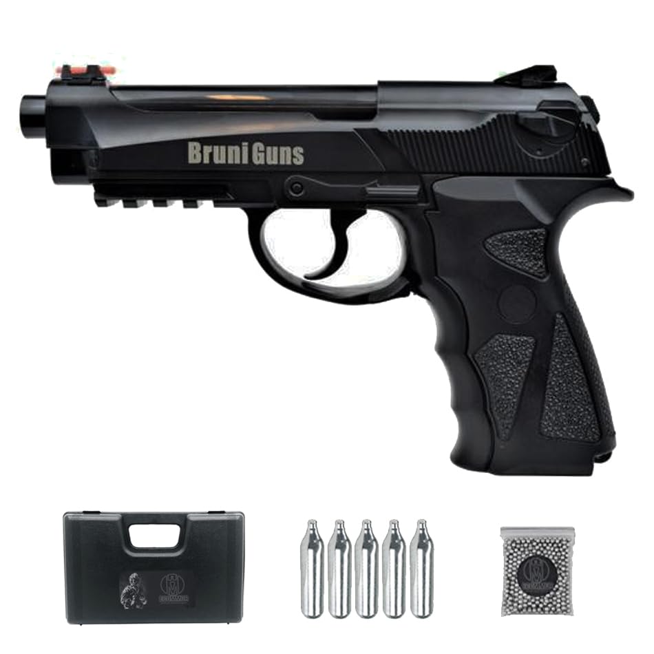 Ecommur. Bruni 306 Sport CN-814 (118 m/s)| Pistola de perdigones (Bolas BB's de Acero) de Aire comprimido semiautomática 4,5mm + maletín + balines y CO2