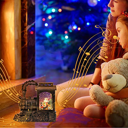 pearlstar Singing Snow Globe Lantern - Lighted Christmas Santa Claus Lantern, Water Snow Globe with Swirling Glitter and Battery & USB Powered, Great Home Decoration and Gift (Train) - Thumbnail 4