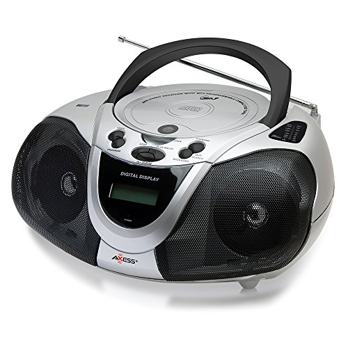 AXESS PB2706 Portable Boombox MP3/CD Player with Text Display, AM/FM Stereo and USB/AUX