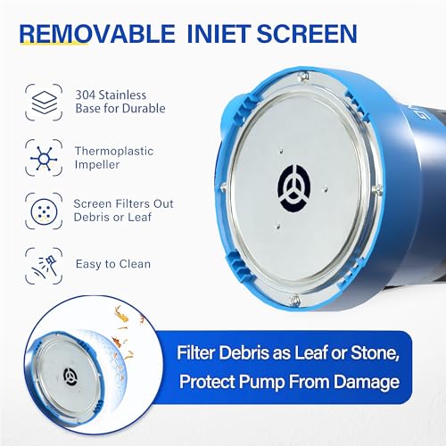 FOTING 1/2HP Submersible Water Pump with Stainless Steel Base - Removes Water to 0.04" Depth, 2450GPH Portable Sump Pump for Puddles, Pools, Boats, Gardens & Ponds - 10Ft Cord Included - Image 4