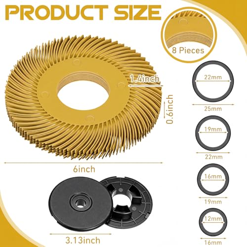 Image of Sieral 80# Radial Bristle Brush, 6 in x 1 /2 in x 1 in, Nylon Bristle Disc with Adaptor for Metal Polishing & Rust Removal (Yellow)