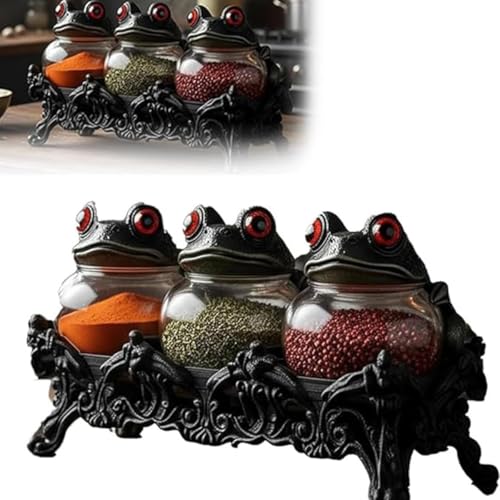 Elegantes recipientes de especias cerámicos con tapas de rana 5