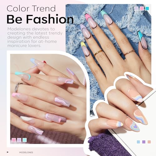 Image of modelones 24 Pcs Gel Nail Polish, 20 Colors Summer Gel Polish Set Magenta Bright Glitter Hot Pink Neon Gel Nail Polish Colors with Bond Primer Glossy & Matte Top Base Coat Manicure DIY Gifts for Women