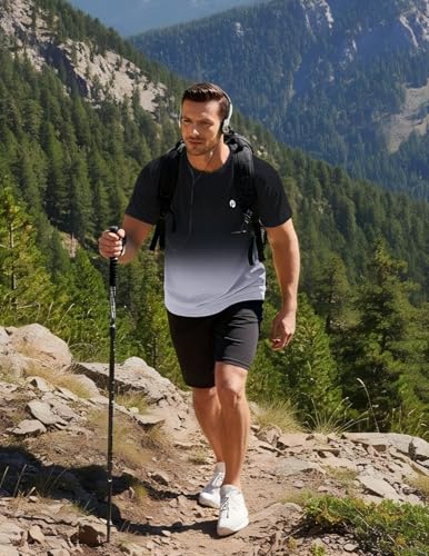 Image of PINSPARK Workout Shirts for Men UPF 50+ Quick Dry Athletic Gym Tee Shirts Mens Short Sleeve Running Cooling Swimming T-Shirt