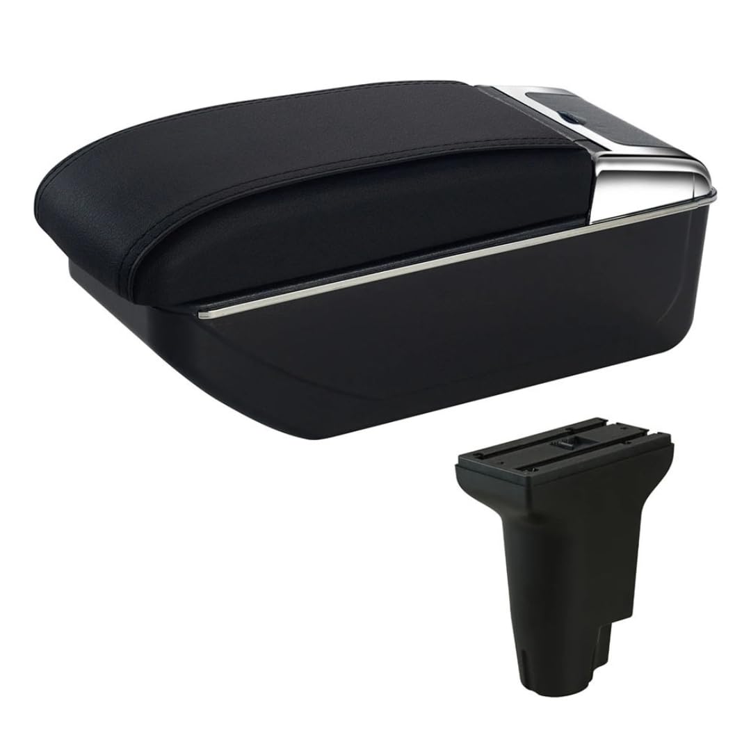 Toiumops Armrest for Fiat 500, Car Armrest Box Center Console Store Box(A2 Black Line No USB)