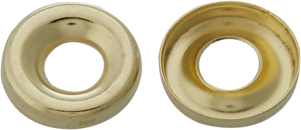Merriway BH01982 Surface Cup Finishing Washer for No. 10 Screws, EB Plated-Pack of 100, Electro Brassed, Set of 100 Pieces