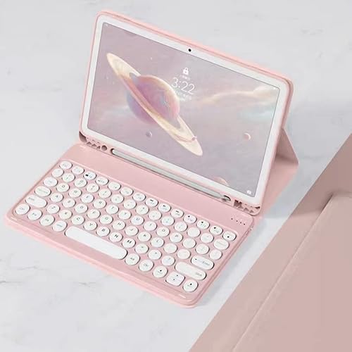 Lrufodya Keyboard Case For Samsung Galaxy Tab A7 Lite 8.7" 2021, Candy Colors Detachable Round Keys Wireless Keyboard (Usb C Port) Slim Cover For Model Sm-T220 T225 T227 (Pink) #TOP5