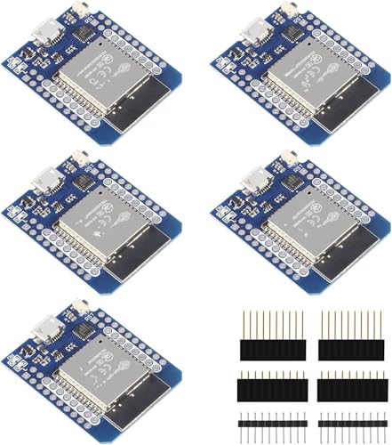ACEIRMC D1 Mini NodeMCU ESP32 ESP-WROOM-32 WLAN WiFi Bluetooth IoT Development Board 5V Compatible for Arduino (5pcs)